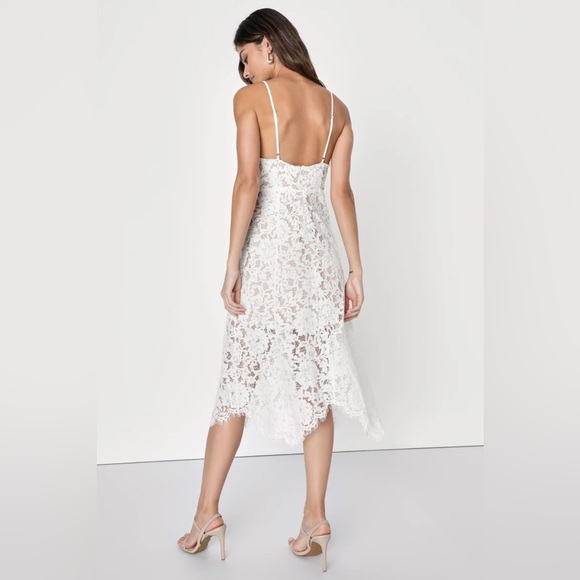 LULU'S One Wish White Lace Midi‎ Dress Size Large NWT - Picture 4 of 14